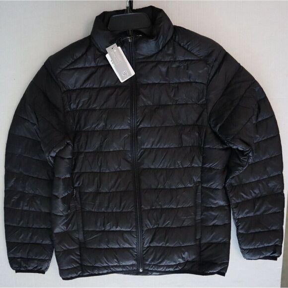 TSLA Men's Sz M Black Lightweight Packable Full Zip Accent Puffer Winter Jacket - Picture 11 of 16